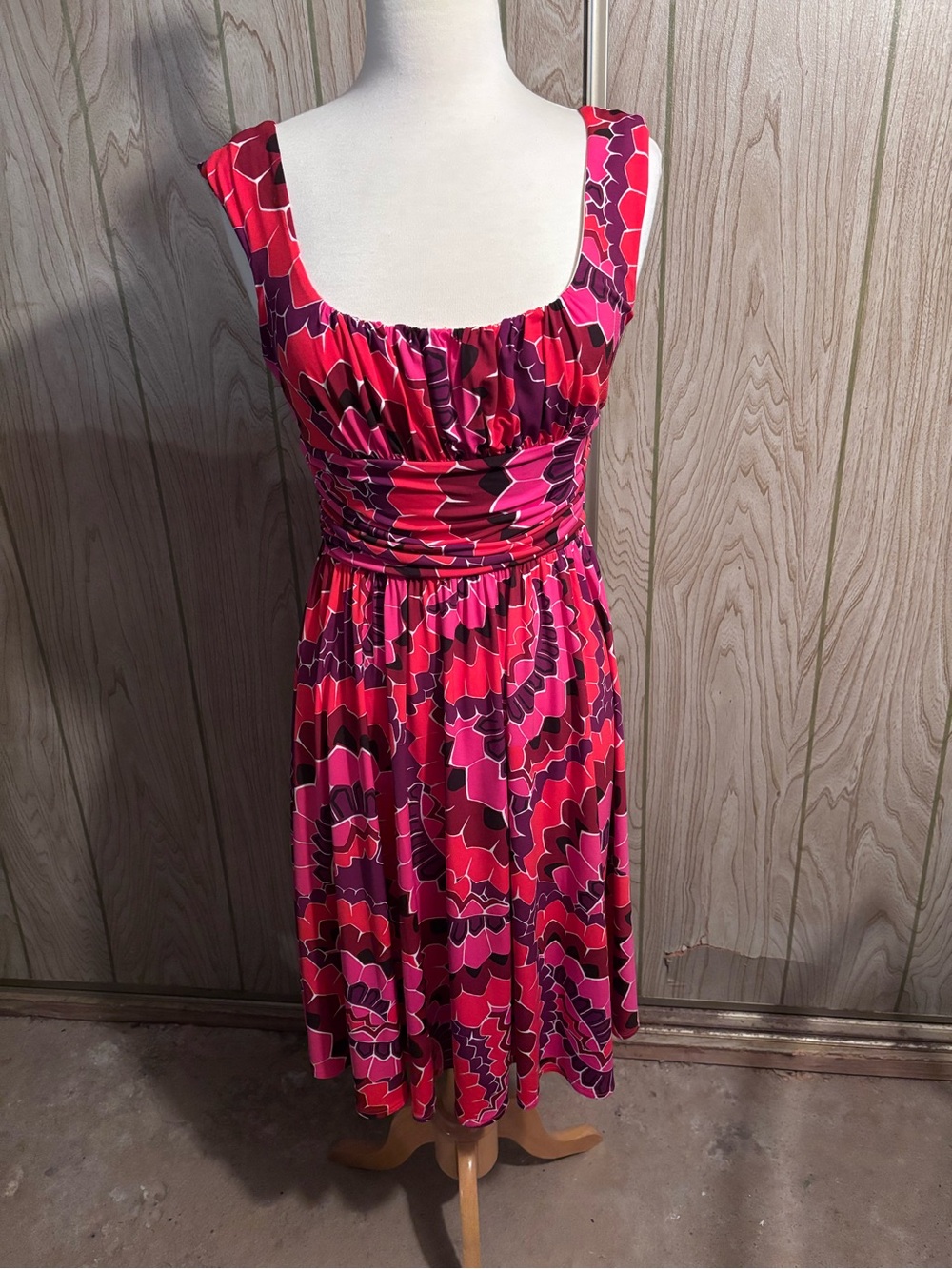Maggy London Pink & Magenta Floral-Abstract Midi Dress